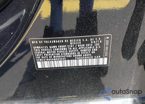 2019 Volkswagen Jetta 1.4T R-Line/1.4T S/1.4T Se z USA, uszkodzony, nr VIN 3VWC57BU5KM083543